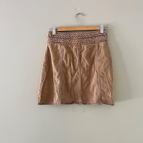 Free People Braided Brown Jean Skirt, Sz 0 - Picture 3 of 5
